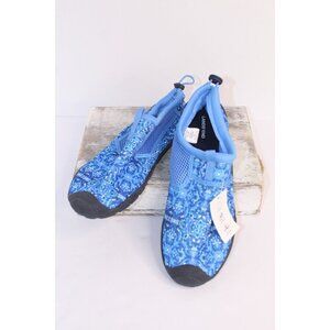 Land's End Women's 9-10 Water Shoes Blue Black Slip On Anti-slip Water Sports NW